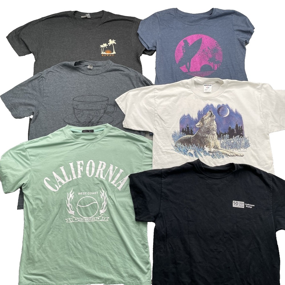 T Shirt Lot of 6 Men Large Graphic Skate Surf Outdoor Streetwear Gorpcore Hawaii